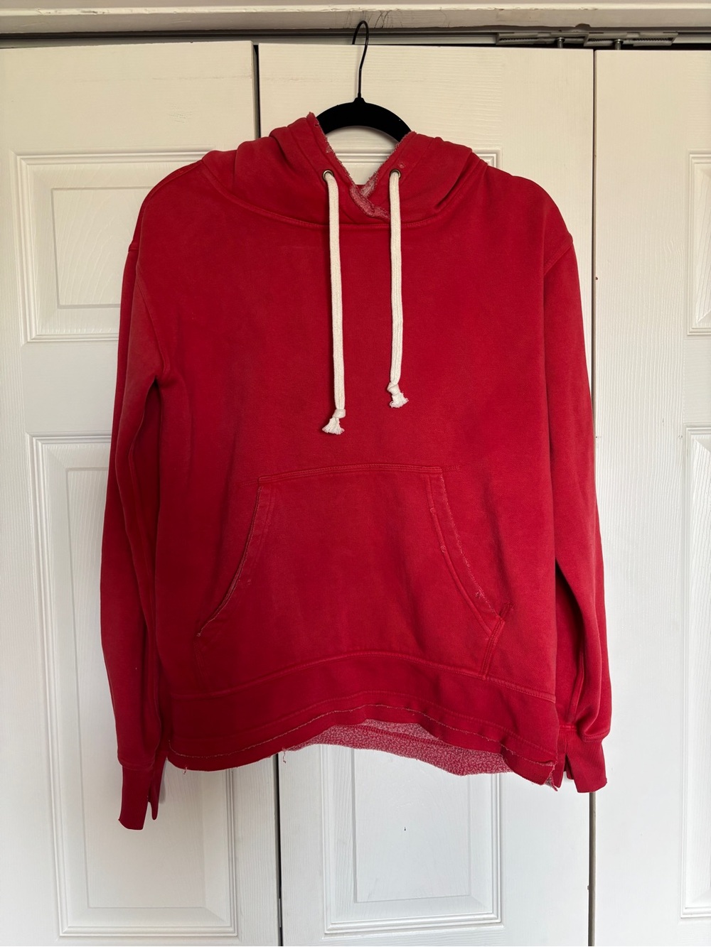 We The Free Red Hooded Pullover with Contrast Drawstrings